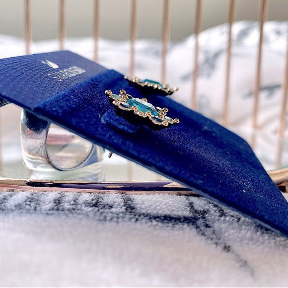 Swarovski “Lucky Goddess” Blue Crystal Stud Earrings - Picture 5 of 12